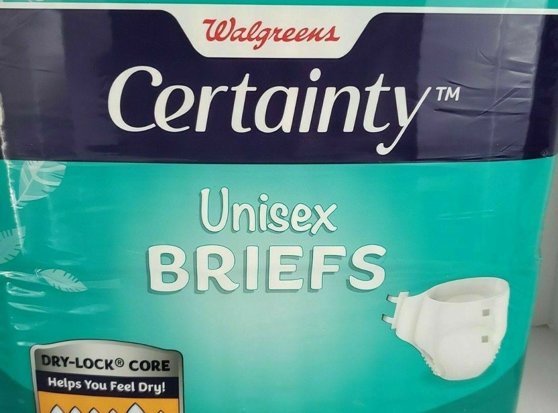Certainty Unisex Adult M Briefs 4pcs by Walgreens MAXIMUM ABSORBENCY green