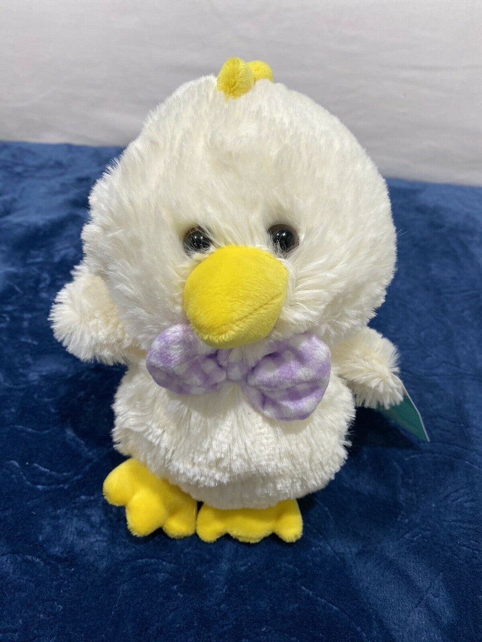 Baby Duck Plush Stuffed Animal Play Toy Purple Bow Vanilla Yellow 7"