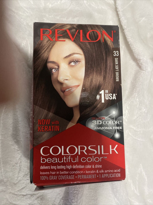Revlon Colorsilk Permanent Hair Dye Keratin No Ammonia 33 Dark Soft Brown