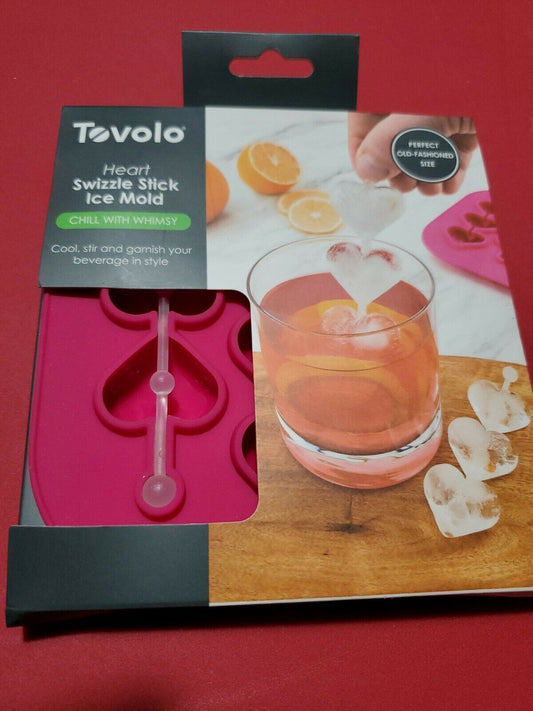 Tovolo Heart Swizzle Stick Ice Mold Perfect Old Fashioned Size Fun w/Ice