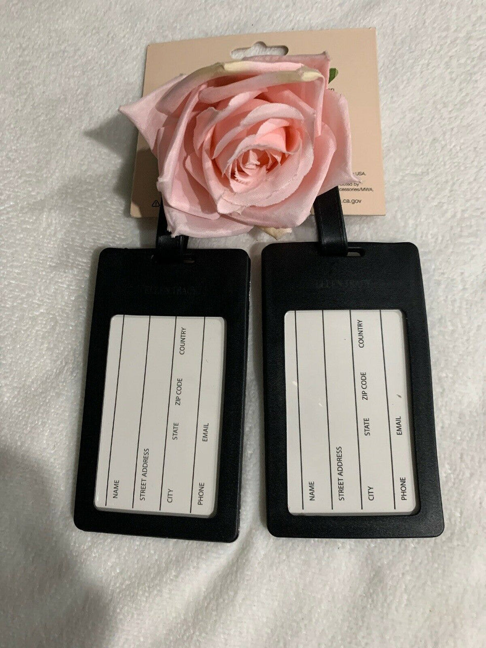Ellen Tracy 2 Pack Luggage Tags / ID TAKE ME AWAY Roses