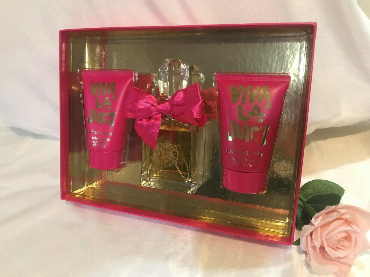 Viva La Juicy 3 PC Set Eau De Toilette Spray Body Souffle Shower Gel