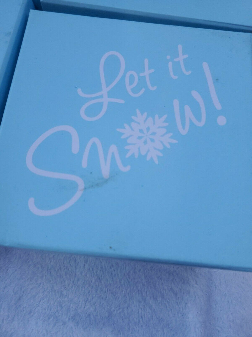 Let it Snow Box  Christmas Gift Winter Holiday Blue New Year  lot of 4