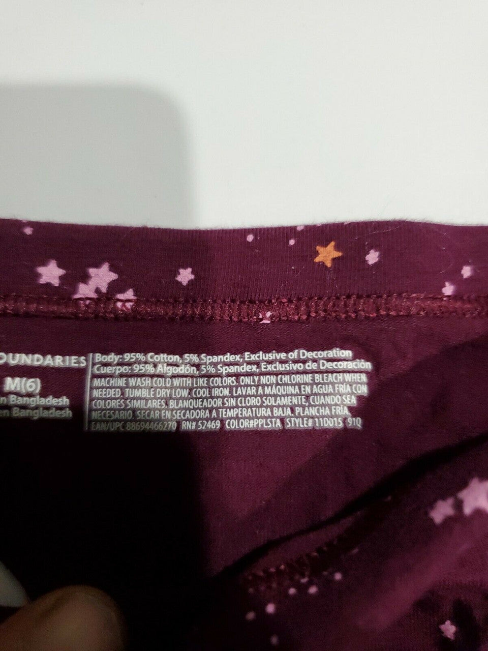 NO BOUNDARIES PURPLE WITH STARS THONG PANTIES M MEDIUM