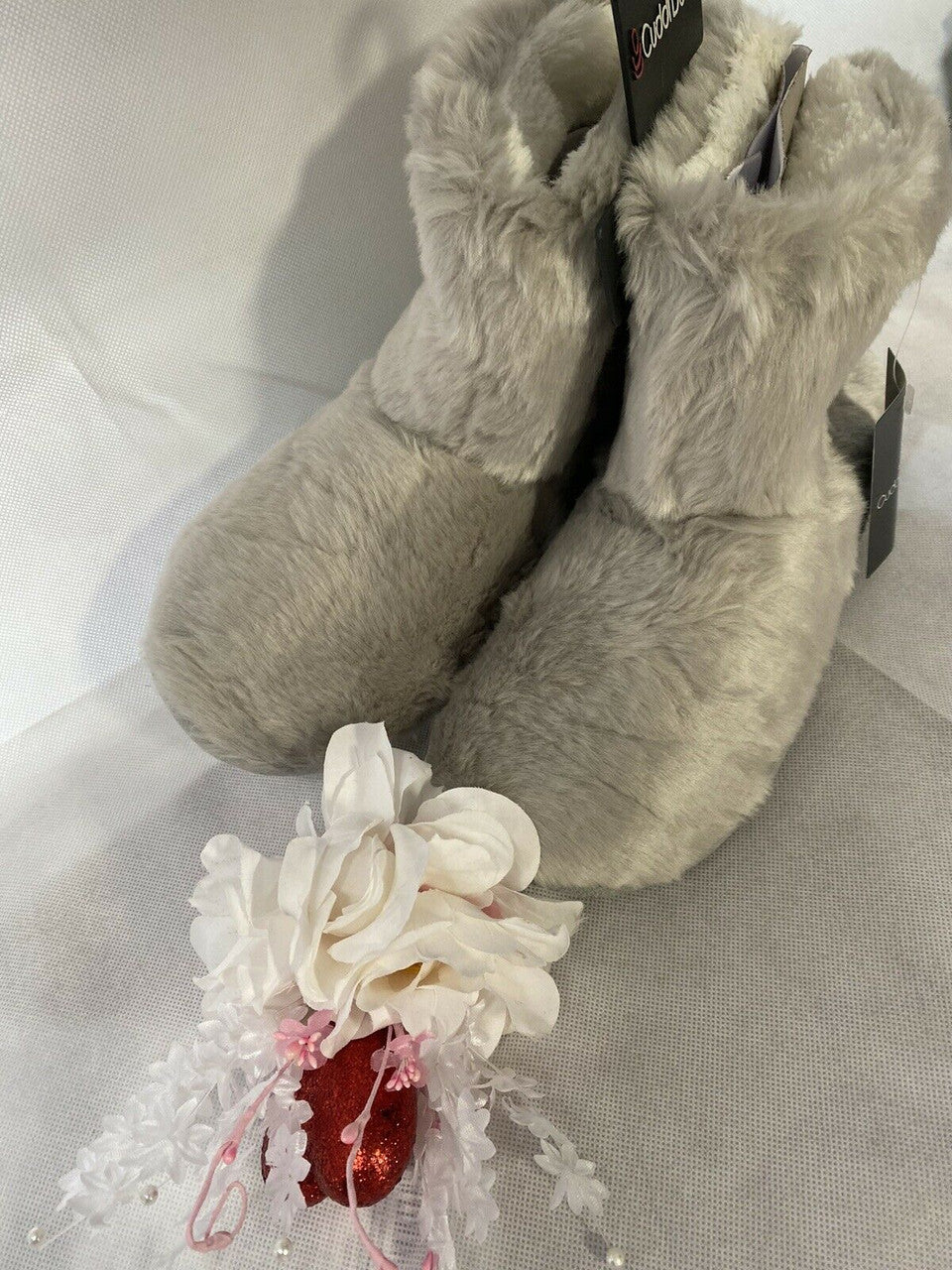Cuddl Duds CD20268 Grey w/white M (7 / 8 ) Wavy Notch Fur Boots
