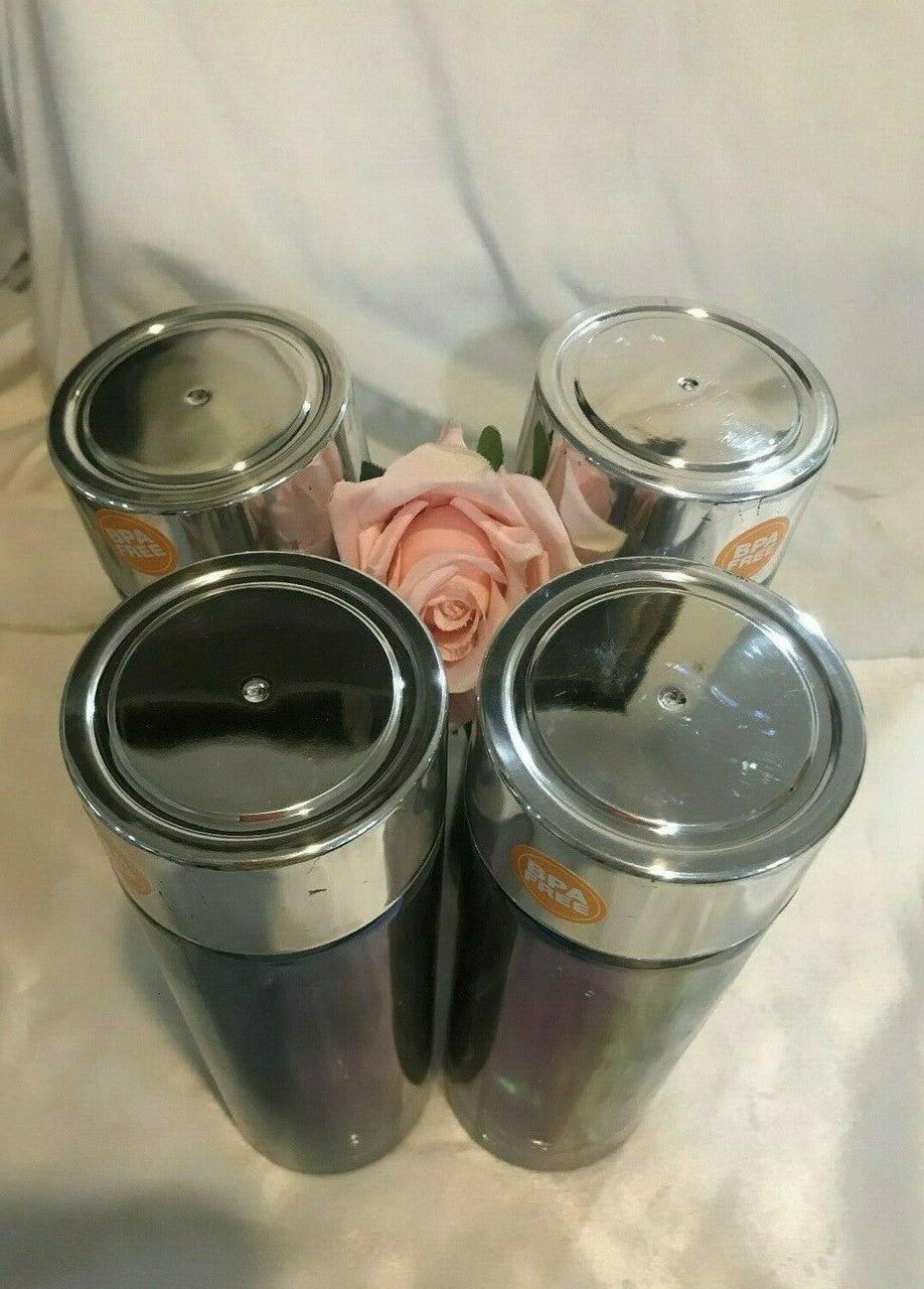 Holographic Bottle Silver Top BPA Free Set of 4 pcs Plastic Containers