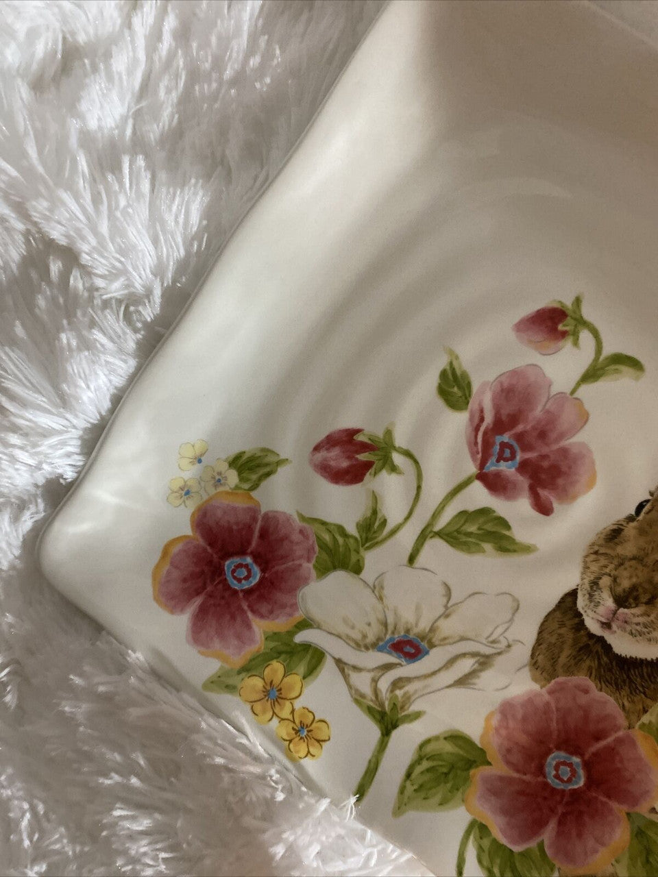 5 Pcs Maxcera EASTER Cake Plate Serving Dish Bunny Rabbit Spring Floral