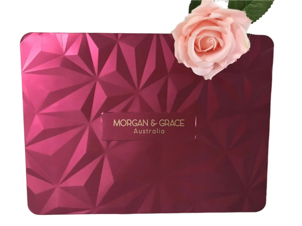 Morgan & Grace Australia sleep gift set featuring rose petal soap, Plum Noir candle, sleep mist, and burgundy eye mask in a luxury boxed presentation.