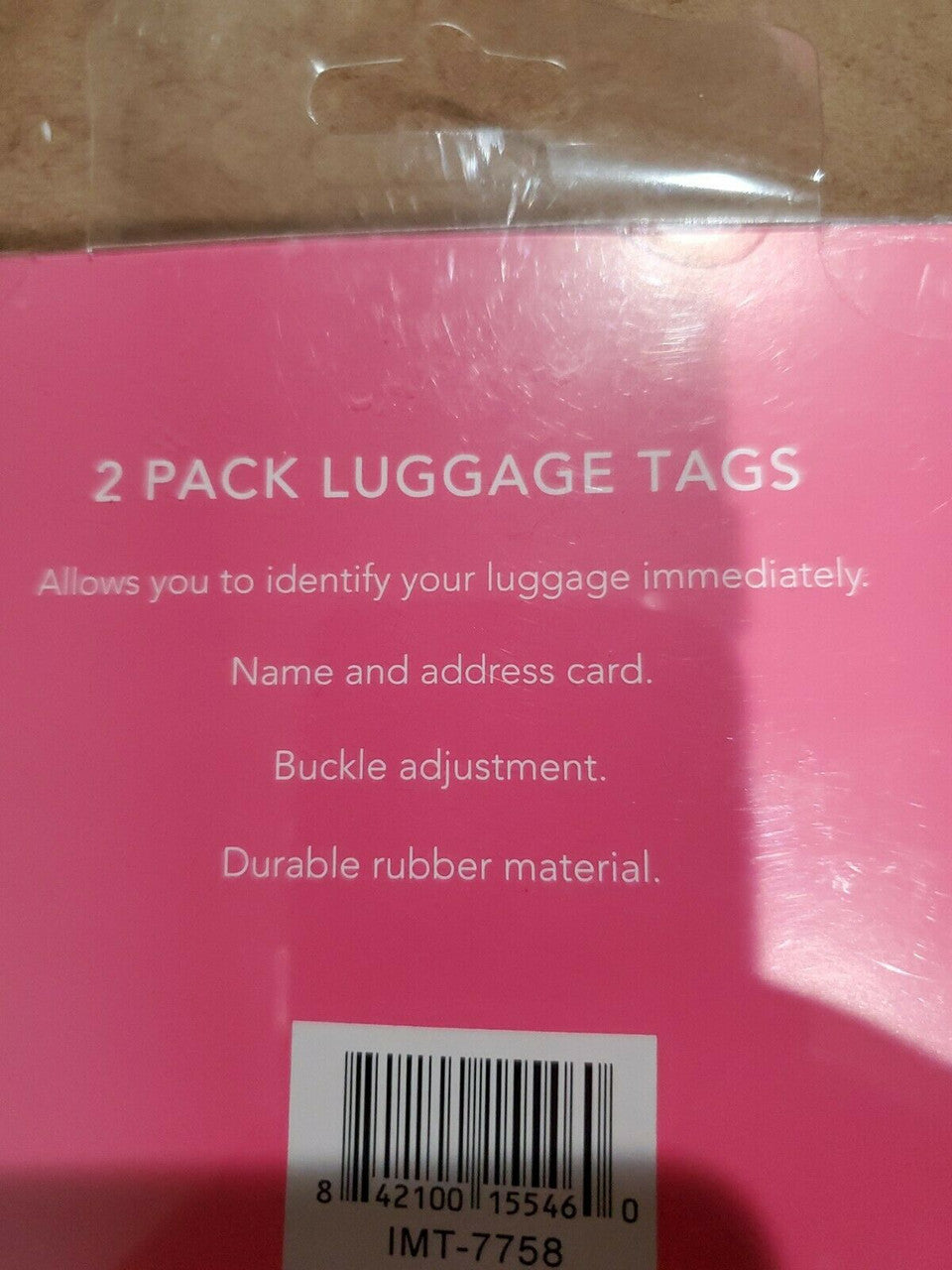 Isaac Mizrahi 2-Pack Luggage Tags Pink Red Polka Dot Print Durable Rubber