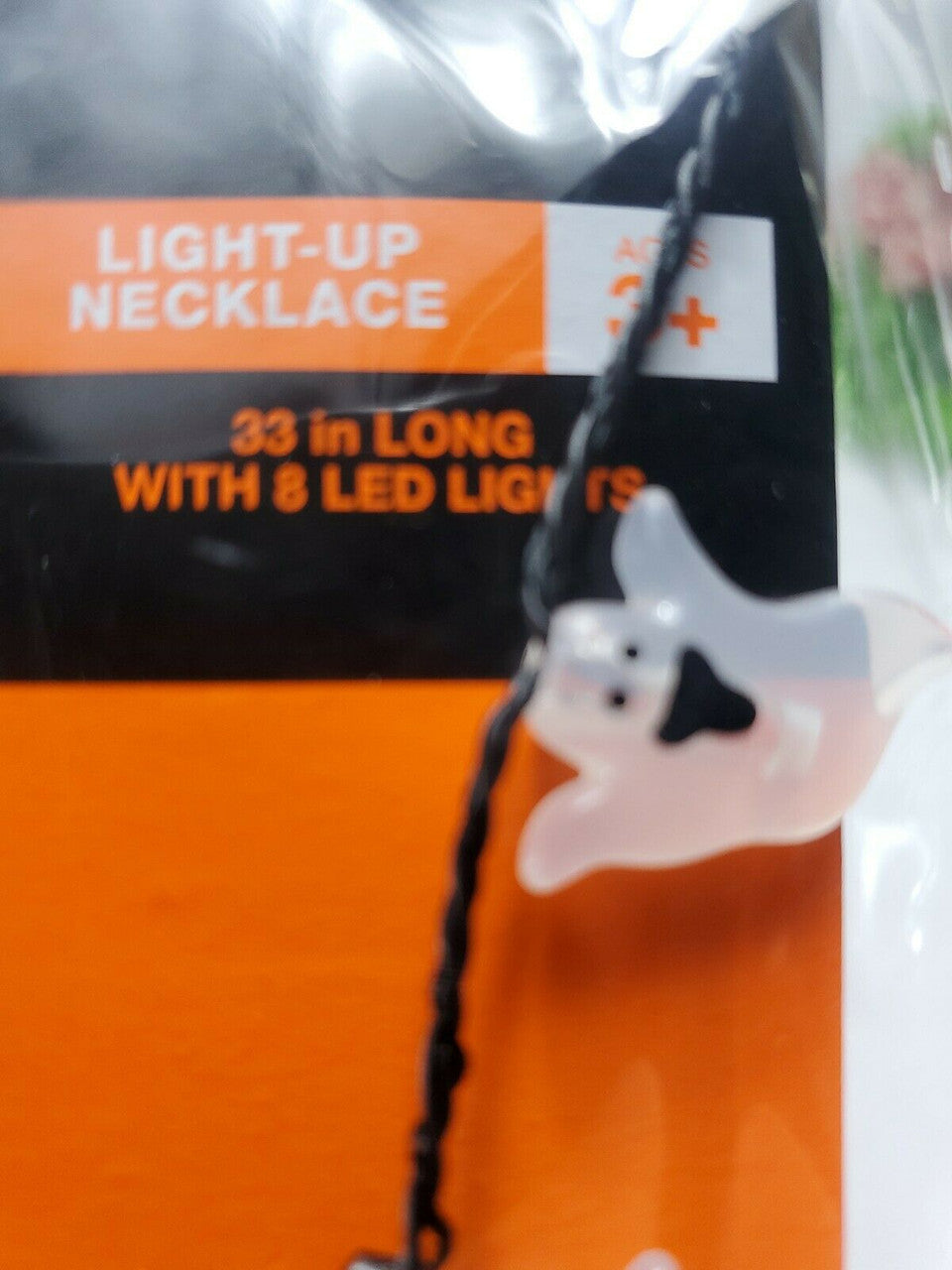 Happy Halloween Light-Up Ghost BOO Necklace 33” Spooky Trick Or Treat Lot of 4