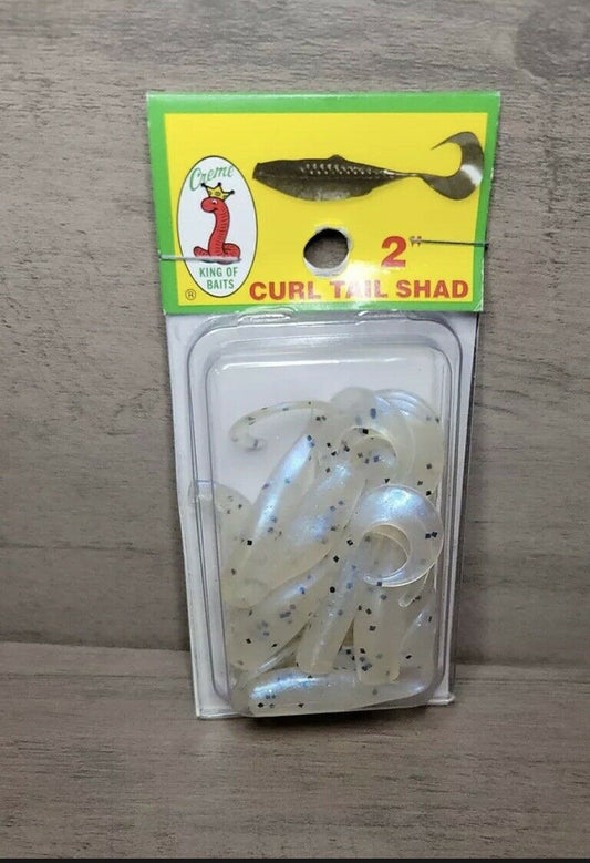 CREME 2 INCH CURL TAIL SHAD 12 PACK DISCO VIOLET CRAPPIE FISHING BAIT