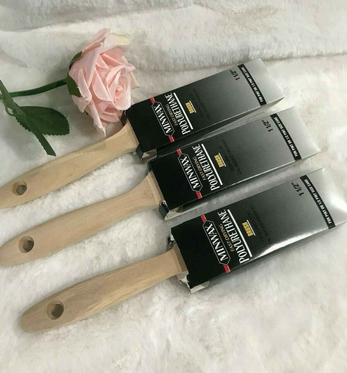 Polyurethane Stain Brush, White China Bristle, 1-1/2 in. Lot Of 3