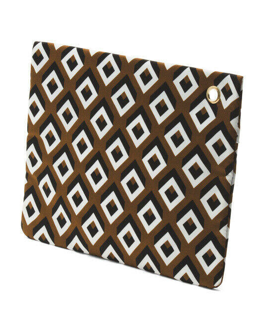 DIANE VON FURSTENBERG Printed Nylon Flat Zip Pouch Diamond Squares COCCOA
