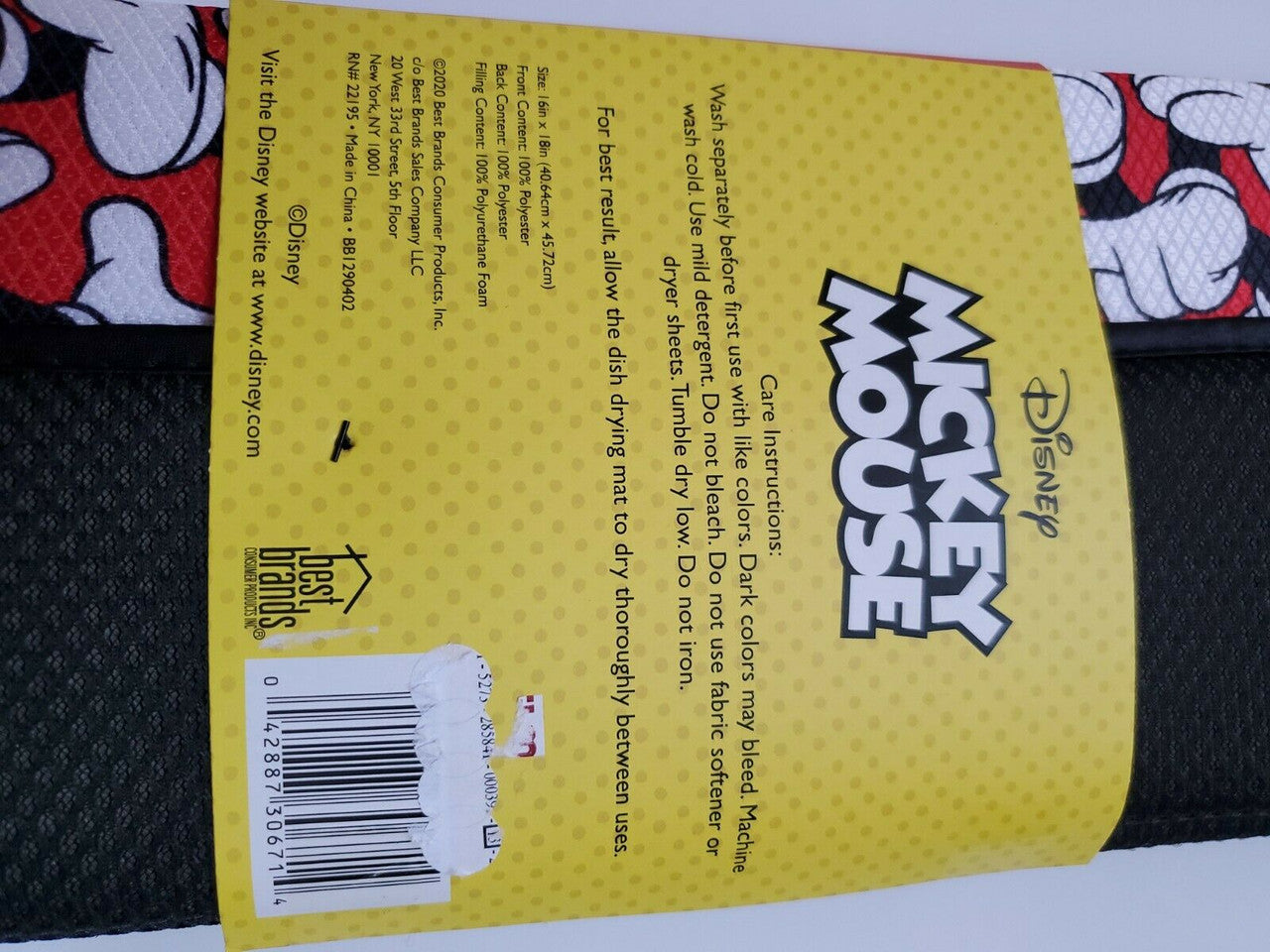 Disney Kitchen Dish Drying Mat - Ultra Absorbent Reversible Microfiber