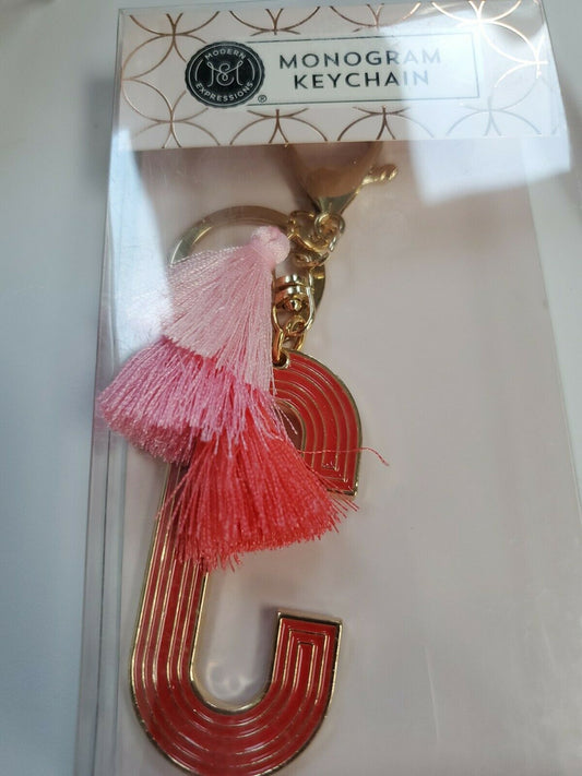 Monogram Keychain Modern Expressions Letter C Pink