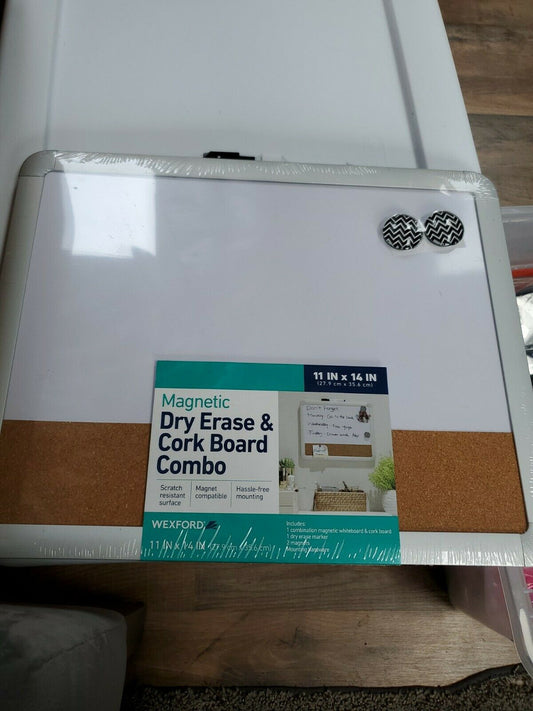 WEXFORD 11x14 Quality Magnetic Dry Erase & Cork  Board