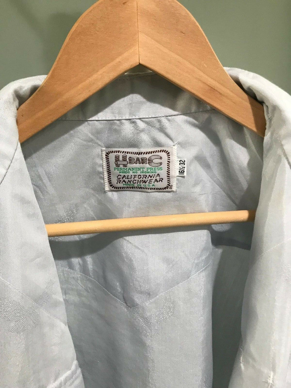 Vintage HBarC Permanent Press California Ranchwear 16 1/2 32 shirt Sparkle Eagle
