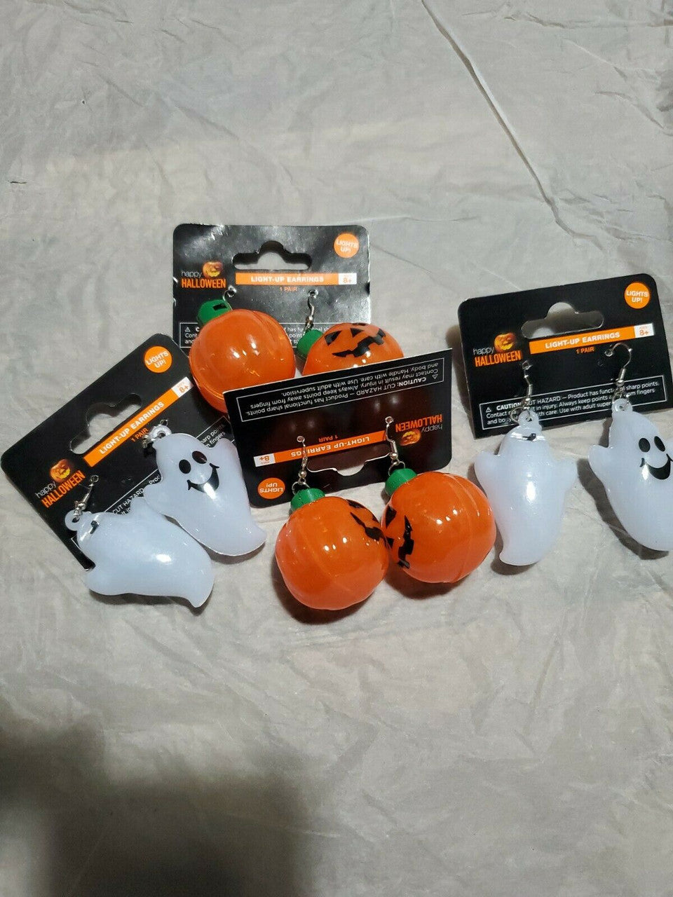 Happy Halloween Light-Up Pumpkin Earrings Set 4 Pairs