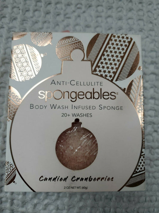 Spongeables Anti-Cellulite Body Wash Sponge Candied Cranberries 20 +washes 2 oz