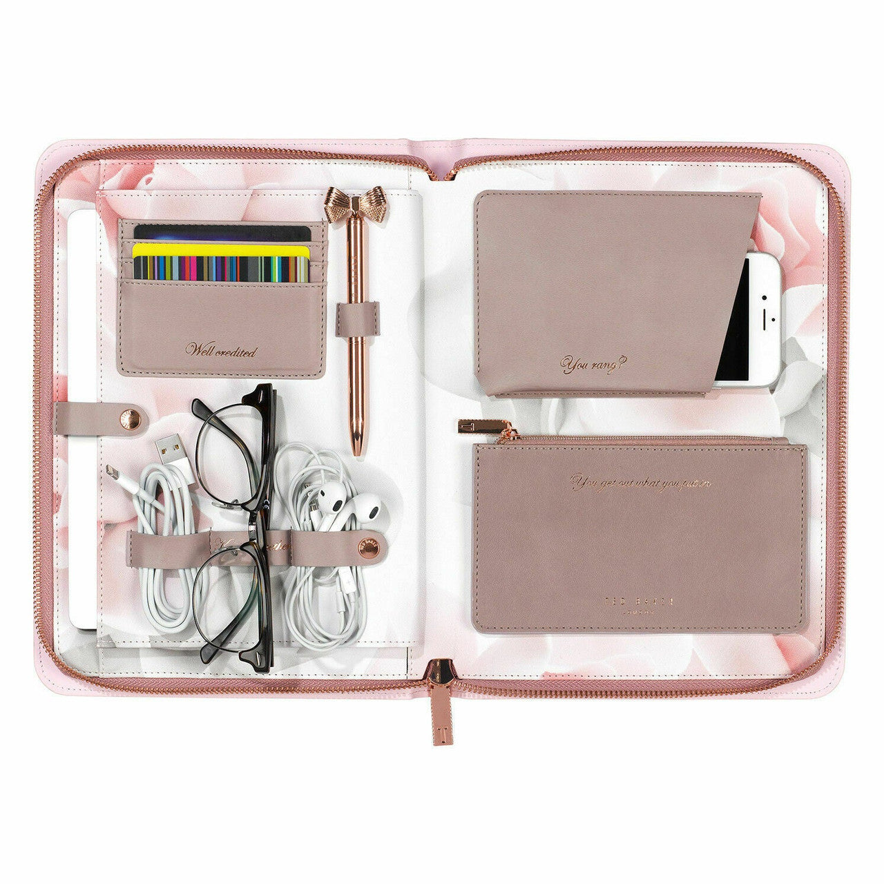 Ted Baker London Travel Lifestyle Organizer Thistle in Gift Box metallic details