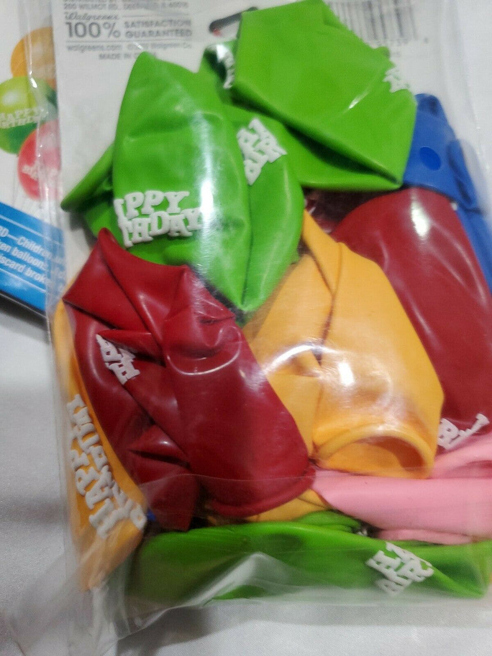 Walgreens Happy Birthday Color Assorted HELIUM QUALITY Balloons 12" 2 pack 30 pc