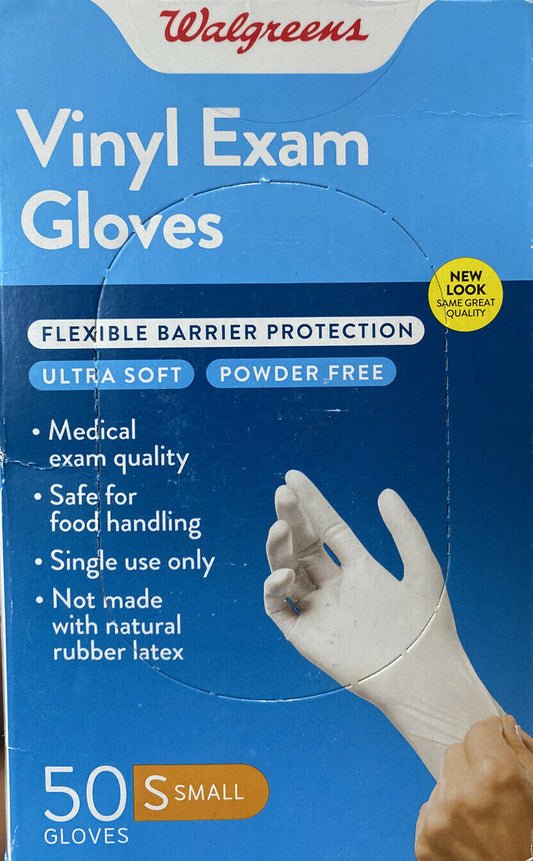 Walgreens Vinyl Exam Gloves Ultra Smooth Powder Free Small 50 ct