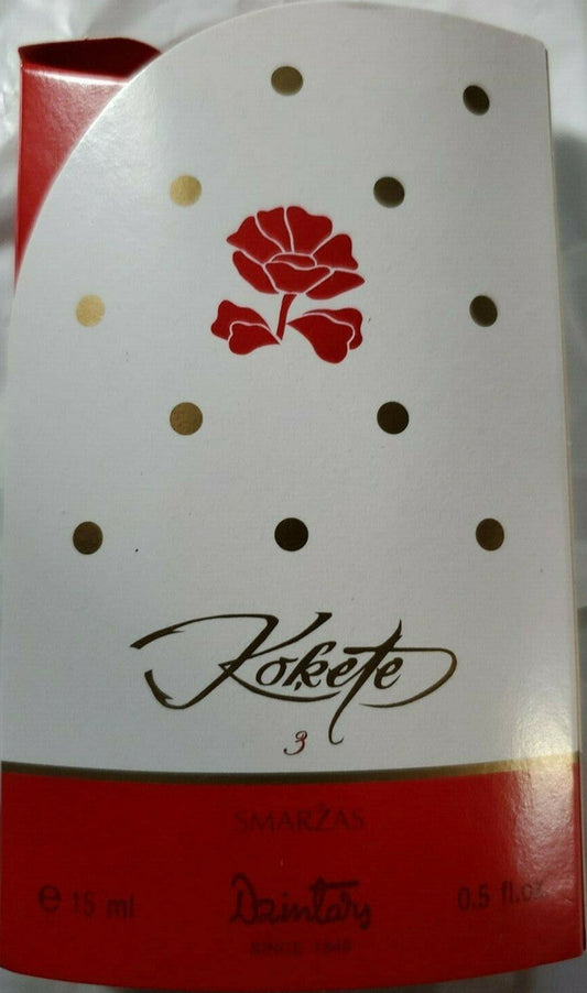 Dzintars Kokete Eau de Parfum 15 ml with original packaging and bottle shown from multiple angles