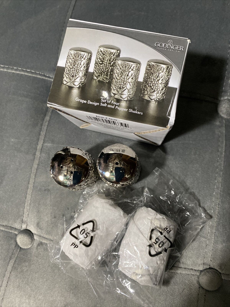 Godinger Salt and Pepper Shakers with Grape Design - Set of 4