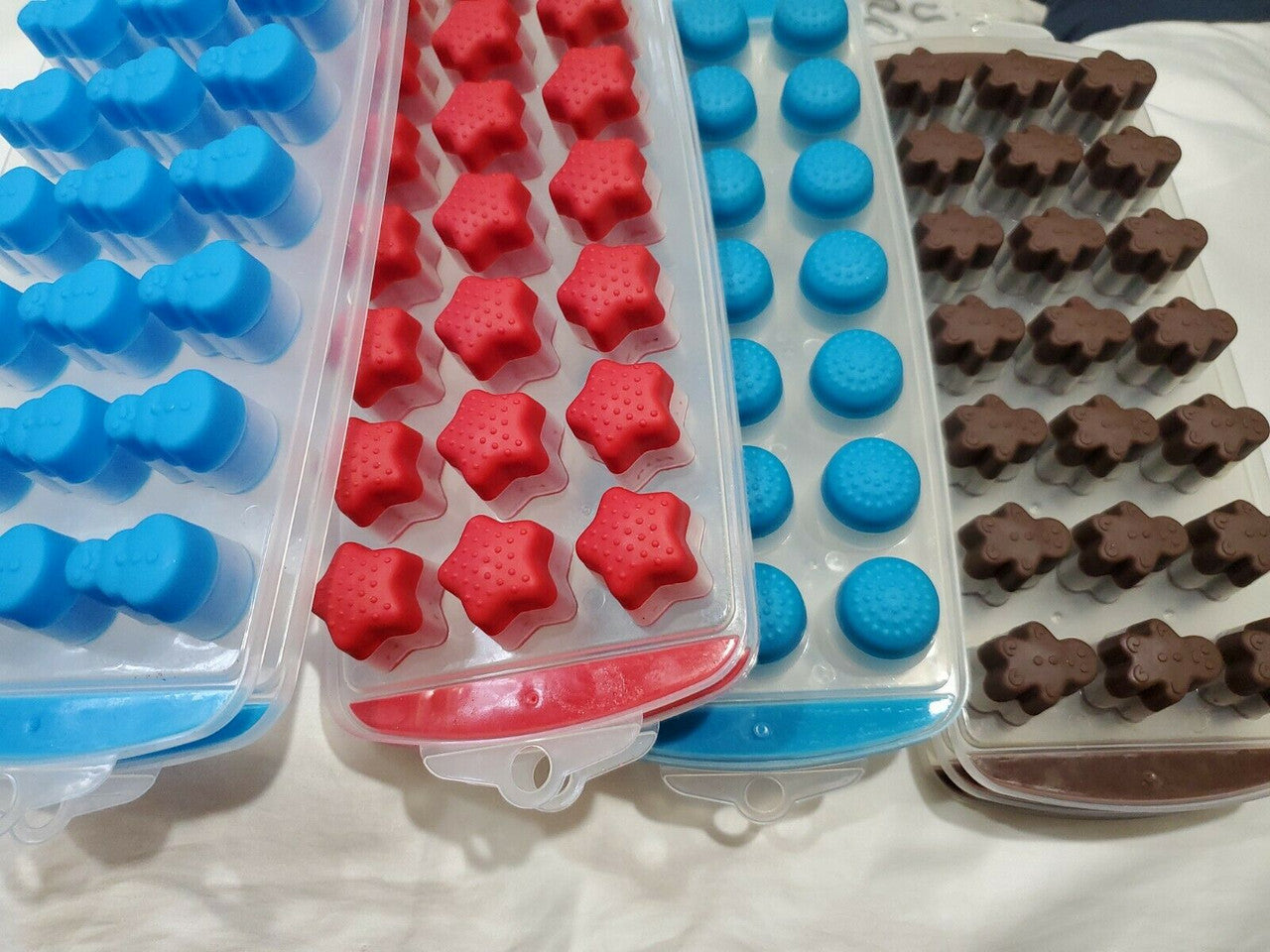 9 pack Silicone Ice Cube Trays Easy Pop Out BPA Free Easy Freeze Snowman Star
