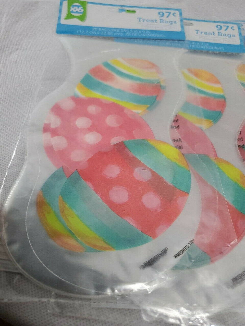 Easter Treat Bags 15 count EGGS Multi-Colored  Lot of 5 packages 5×9 inches