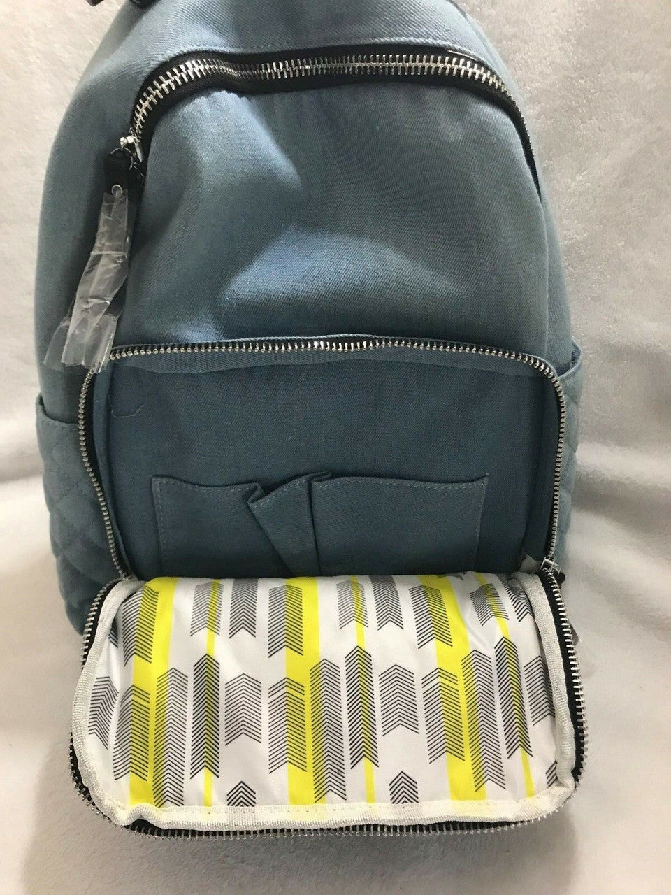 MMS Design Studio Denim Backpack with Studded Pocket Style