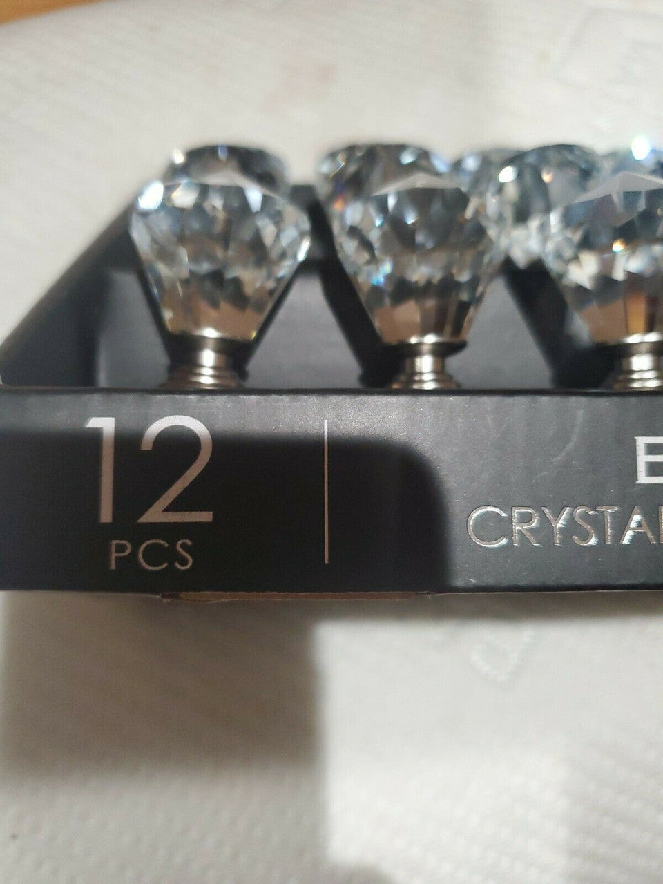 BINO Crystal BLing Cabinet Drawer Knobs Set of 12 Faceted Diamond Cut