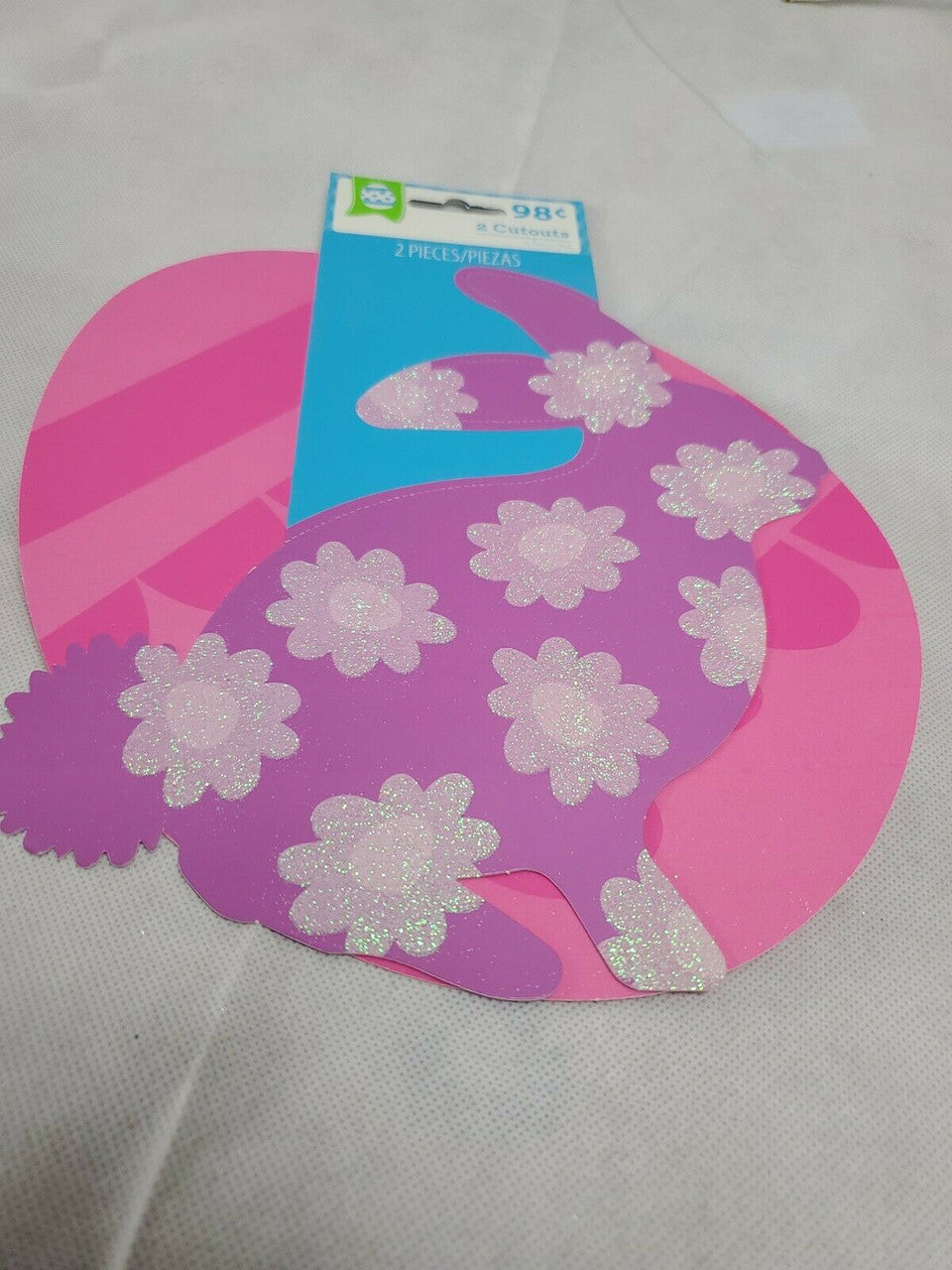 Easter Egg Cutouts Paper Colorful Egg Bunny Printed Glitter Pattern Lot of 12