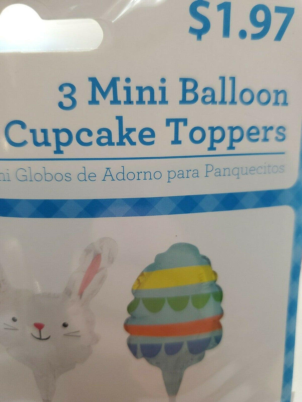 Mini Balloon Cupcake Toppers Easter Bunny Egg 3 Pack Lot of 2 Colorful