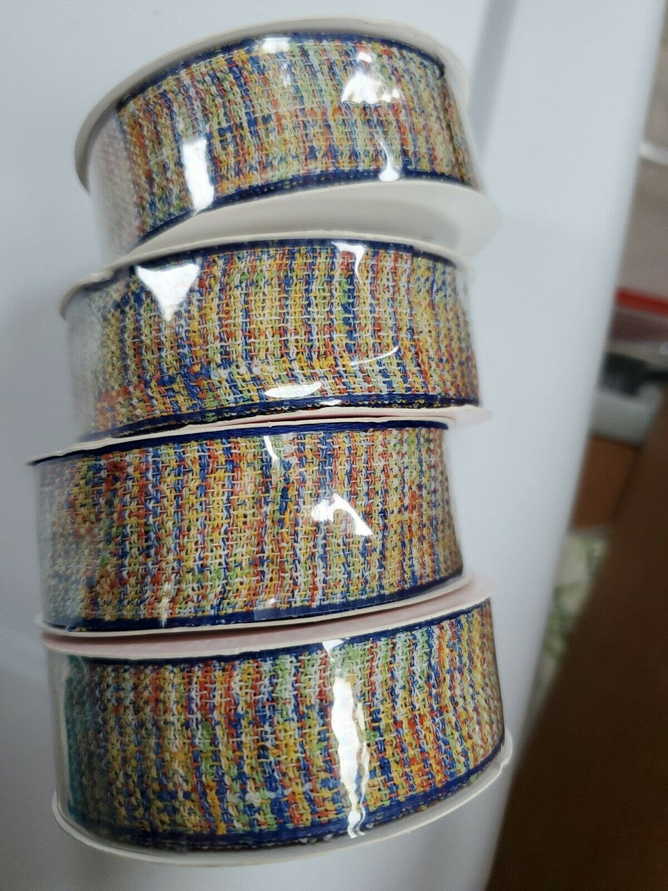 Lot Of 4 Rolls Of Gwen Studio Burlap Ribbon. 1" by 9 ' (3 yards) each roll.-1