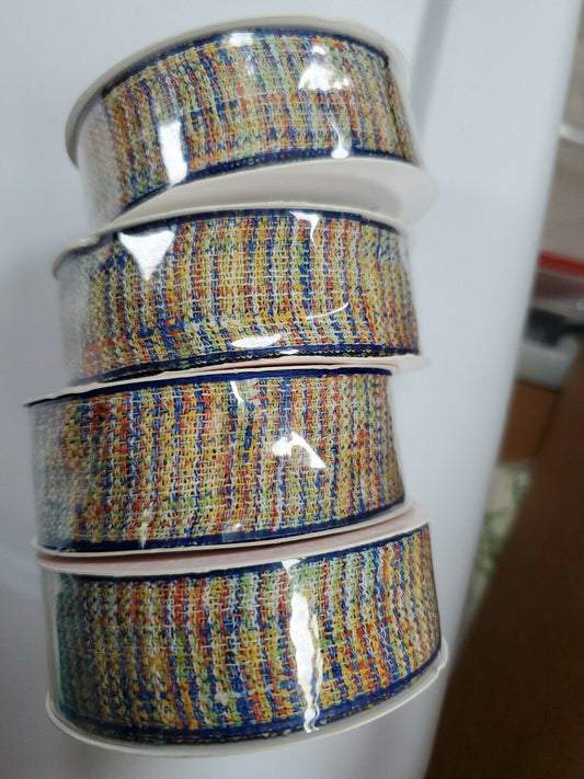 Lot Of 4 Rolls Of Gwen Studio Burlap Ribbon. 1" by 9 ' (3 yards) each roll.-1