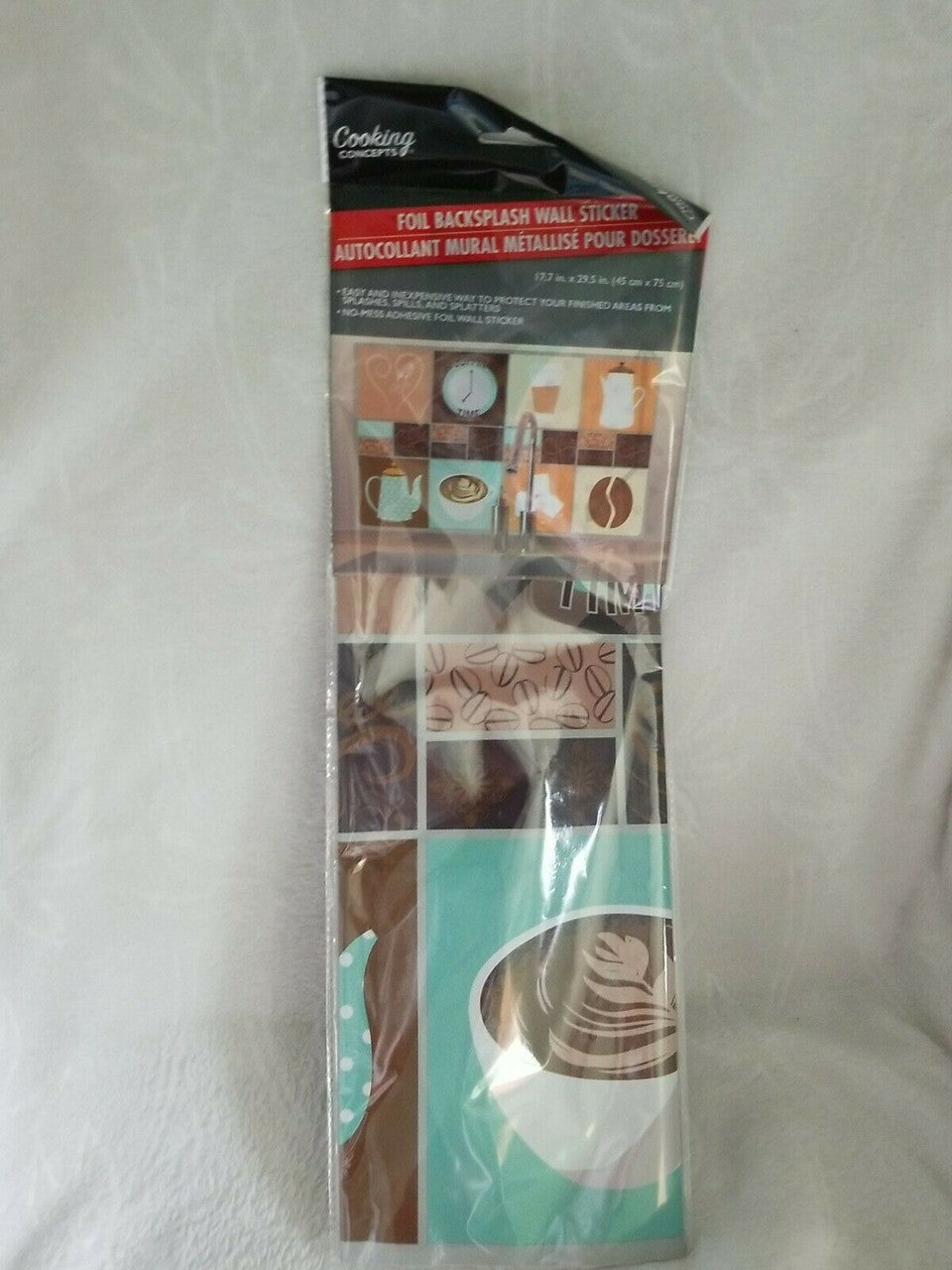 COFFEE Cafe Kitchen Tile Foil Backsplash Mural Wall Art Decal 29.5" Peel Stick