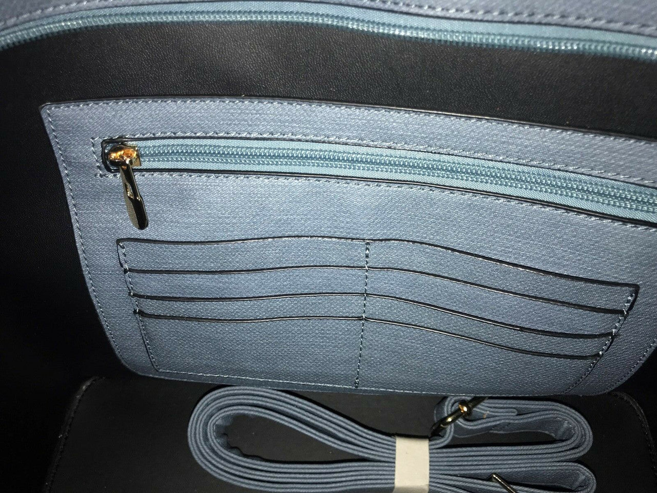 La Terre Fashion 3 bag set blue vegan leather