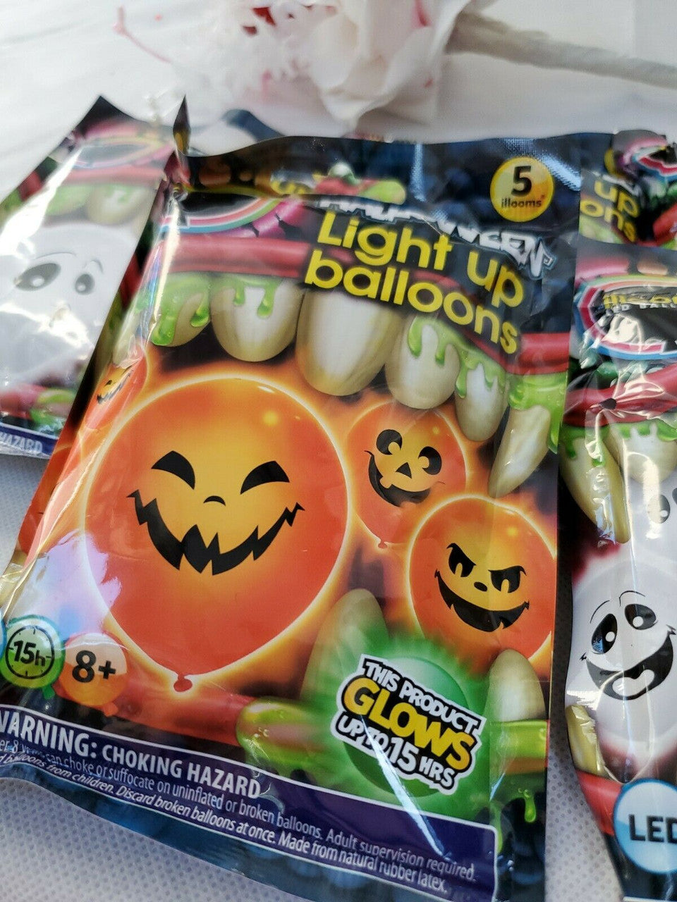 Illooms Led Balloons Light Up Balloons Halloween Ghost Lot of 5 packages