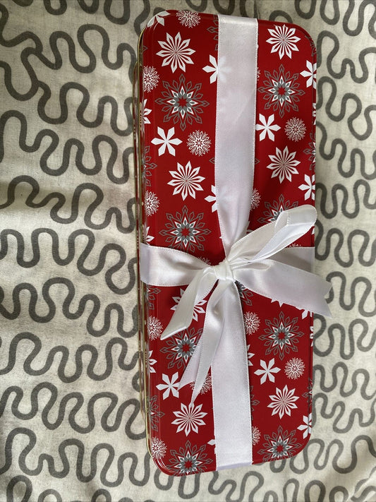 Greenbrier International Christmas Gift Tin or Pencil Box with Ribbon-1