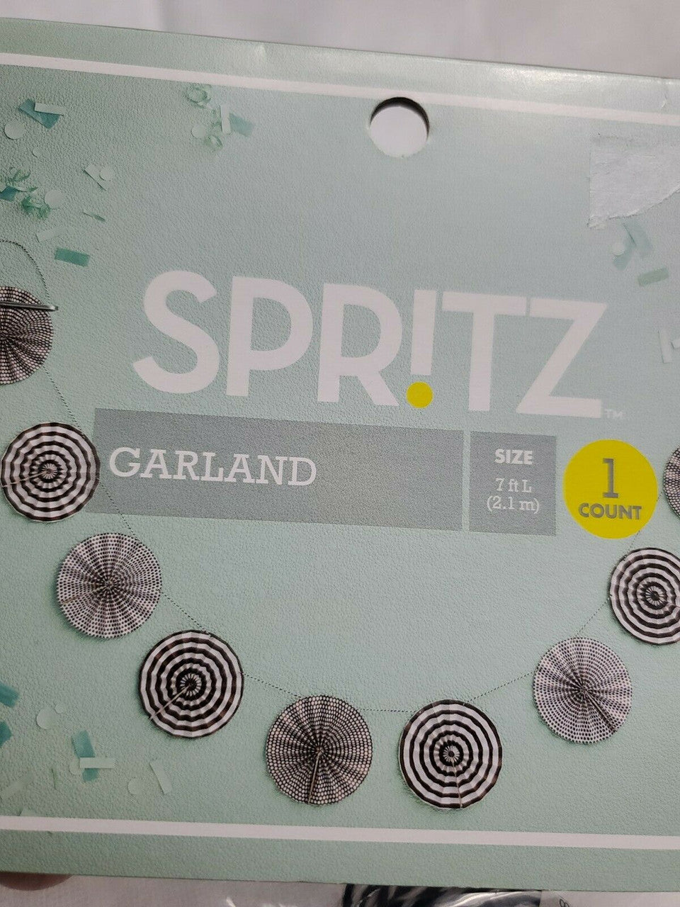 Spritz Garland Paper Fans Black White 7 feet Long Lot of 2 pieces