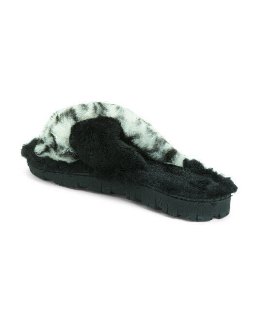 AEROSOLES Faux Fur Leopard Criss Cross Slides S