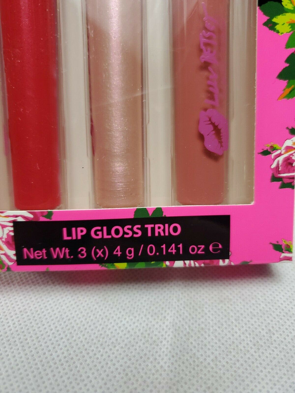 Luv Betsey Lip Gloss Popping Shiny Trio 3 Set Colors in XOX Babe Flirt