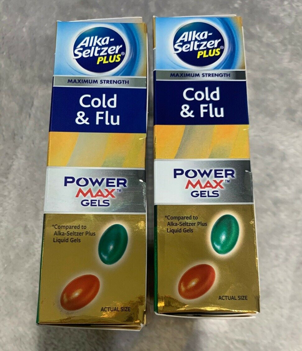 2 Pkg Alka-Seltzer Plus Cold & Flu Powermax Liquid Gels 16 Day & 8 Night Exp6/20