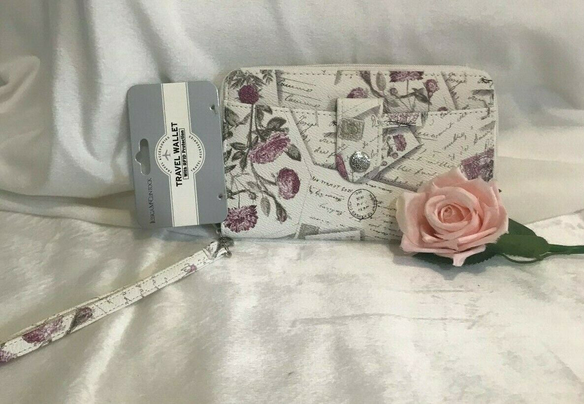 Jessica McClintock 2 Pcs Set Passport Cover & Travel Wallet RFID Protection