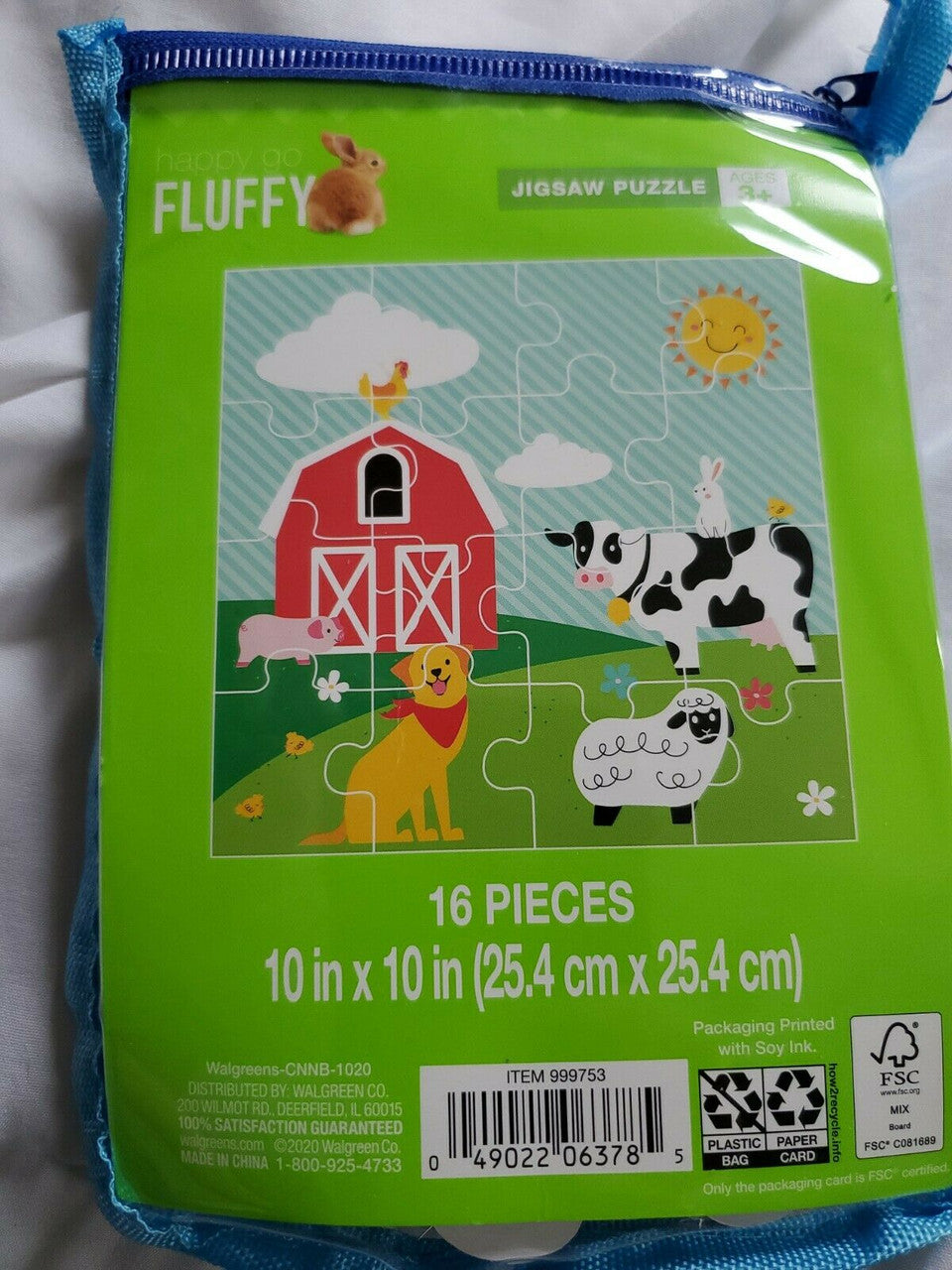 Happy go fluffy 16 piece farm jigsaw puzzle in bag