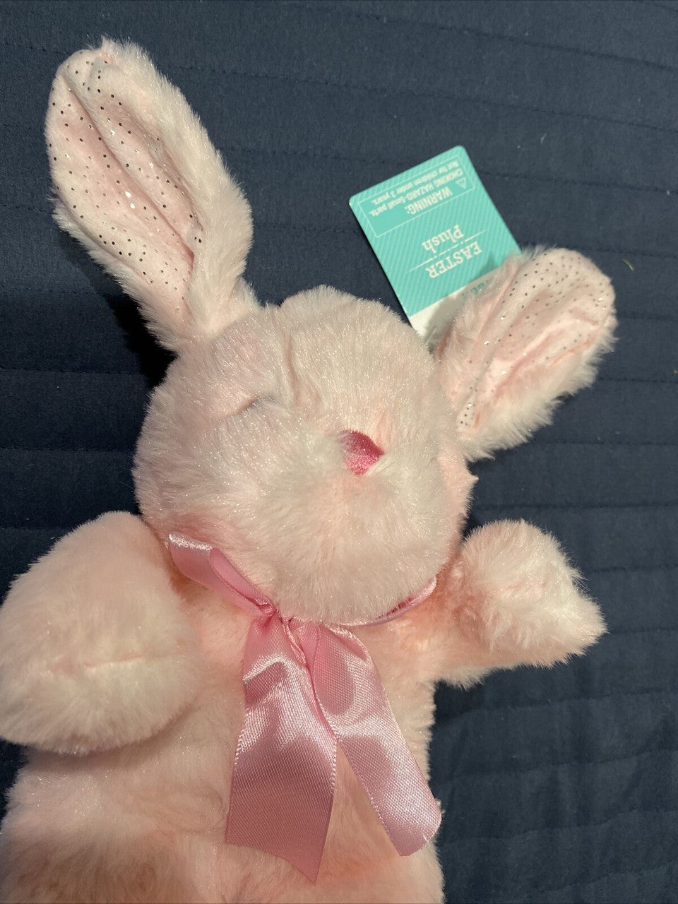 Pink W Glitter Plush Bunny Rabbit 10”