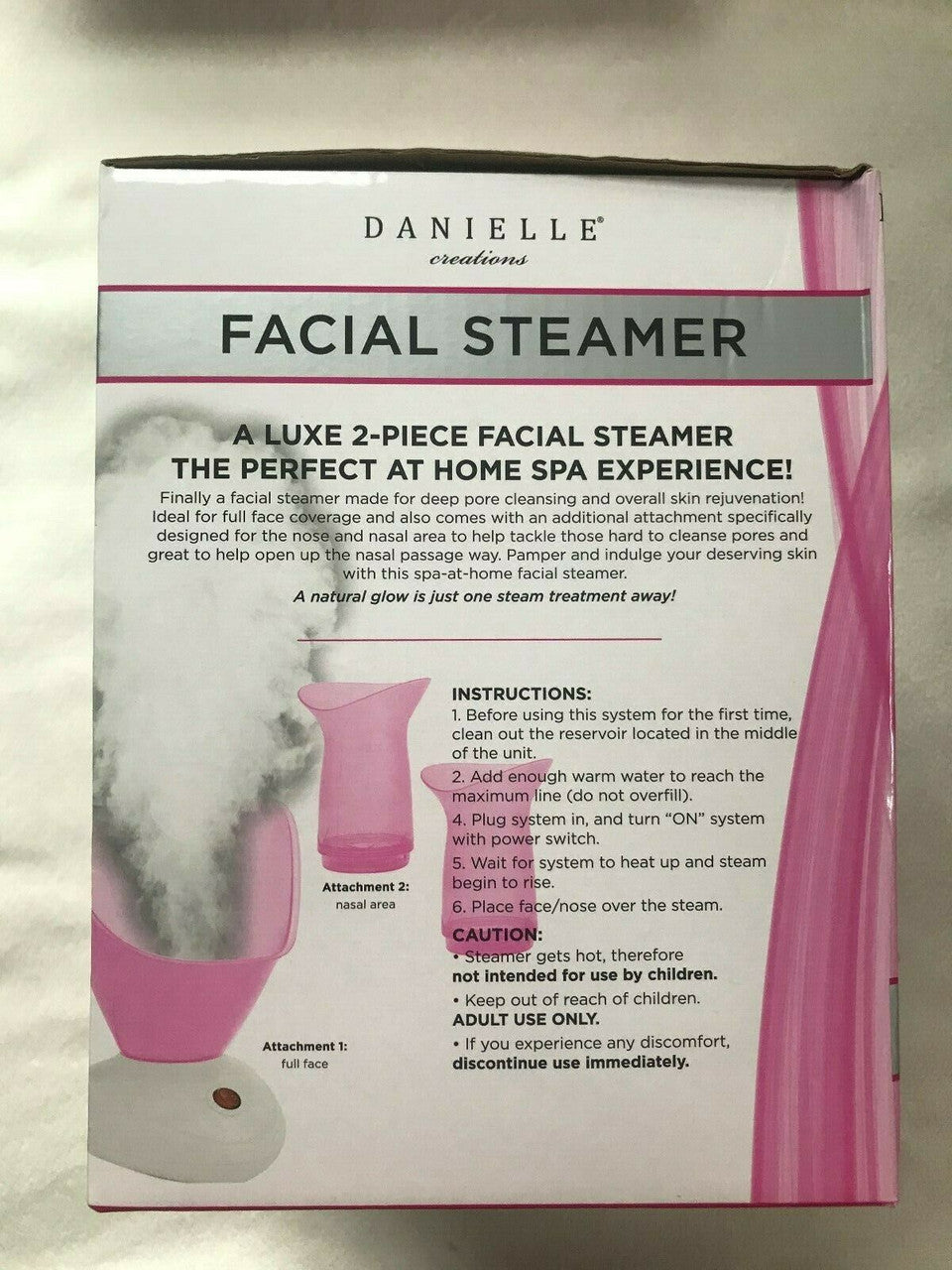 Danielle Facial Steamer Cleansing System Pink w/ 2 attachments Cosmetic