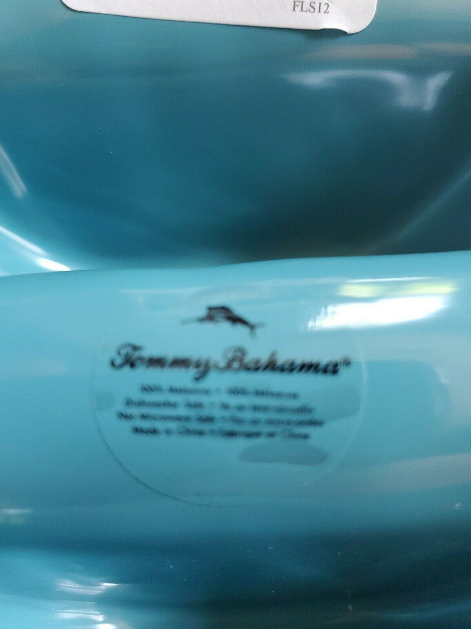 TOMMY BAHAMA Turquoise Melamine Crackle Taco Holder Tray Set of 2
