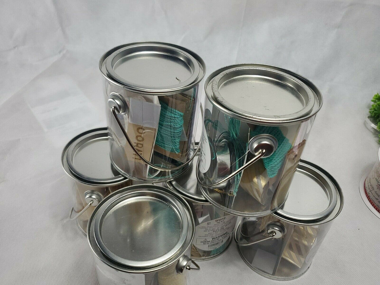 Spritz Craft Can Tag Kit Tassels Burned Tags-String-Tape Gold Silver Lot 6 cans